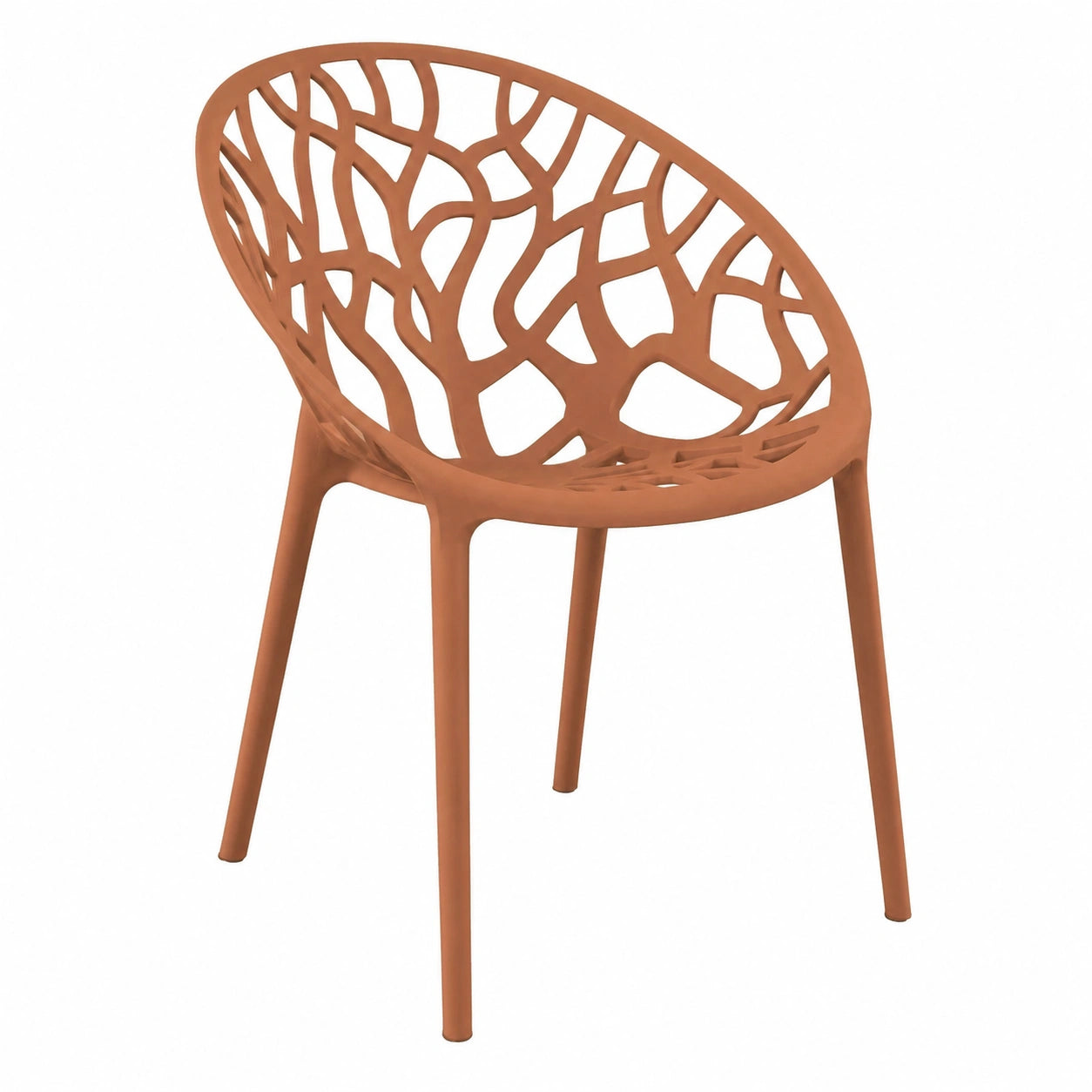 Wetterfester stapelbarer Gartenstuhl aus Kunststoff, UV-beständig, bis 150 kg, in Terracotta