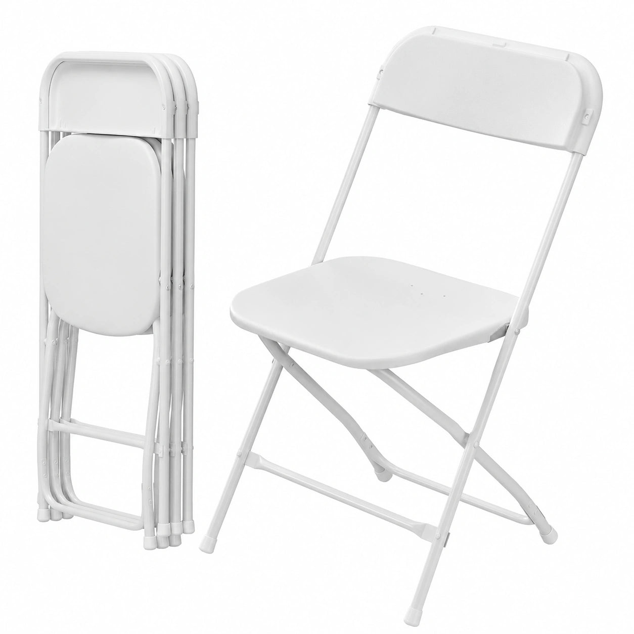 Bonnlo 4er Set Klappstühle, Metall & Kunststoff, für Innen- und Außenbereich, Hochzeit & Garten, Weiß, belastbar bis 158KG