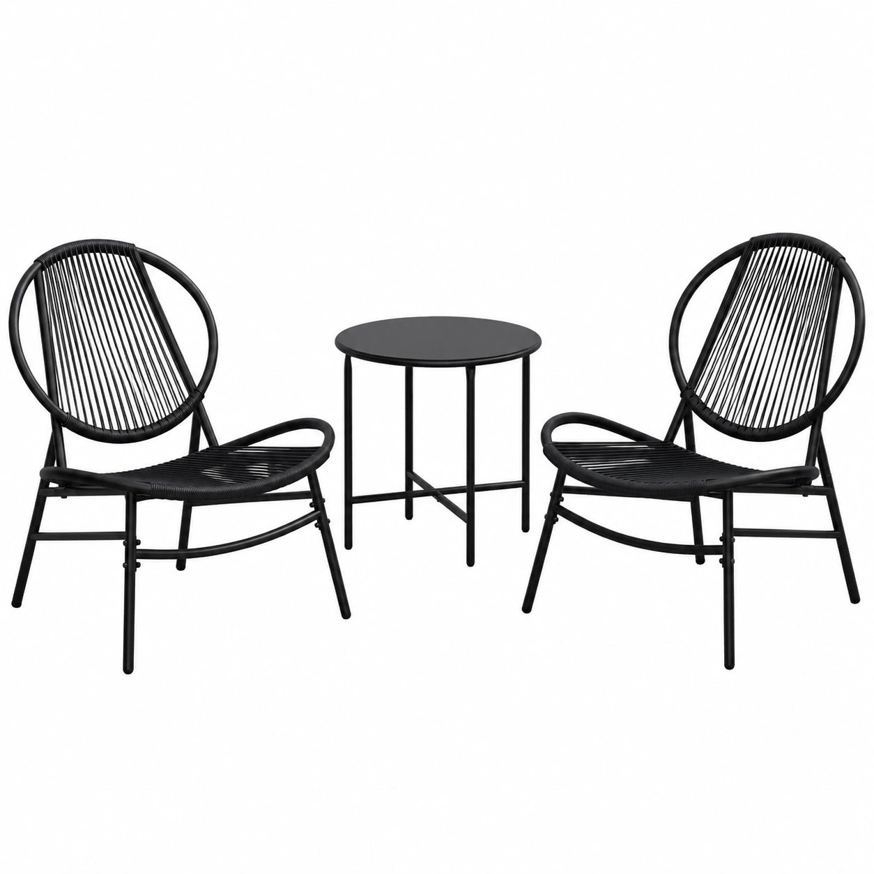 Komplettes SONGMICS Gartenmöbel-Set aus Polyrattan, 3-teilig, inkl. Tisch und 2 Stühlen, ideal für Balkon und Terrasse, schwarz