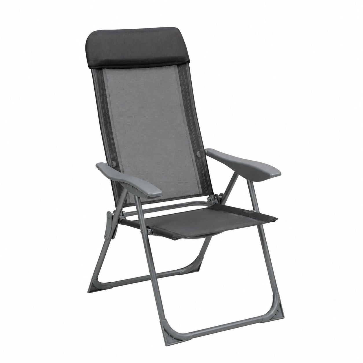Hochwertige Aluminium Gartenstühle Set, Verstellbare Klappstühle mit Liegefunktion und Armlehnen, Terrassenmöbel für Camping – Anthrazit