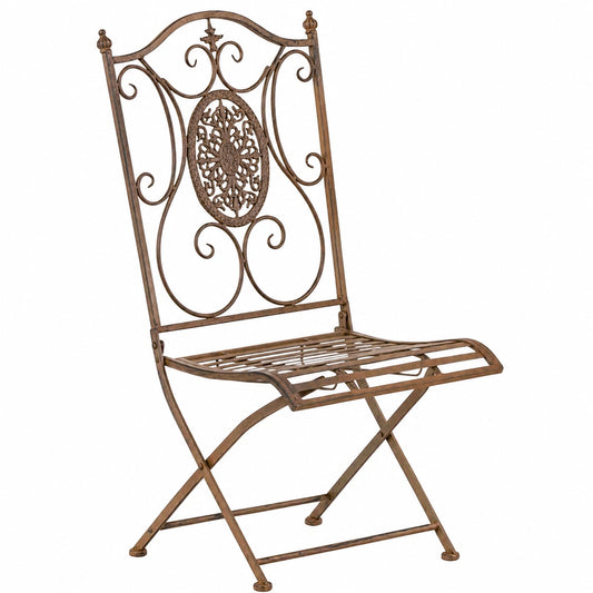 Klappbarer Metall-Gartenstuhl im Landhausstil für Terrasse oder Balkon, erhältlich in 6 Farben, Antik Braun