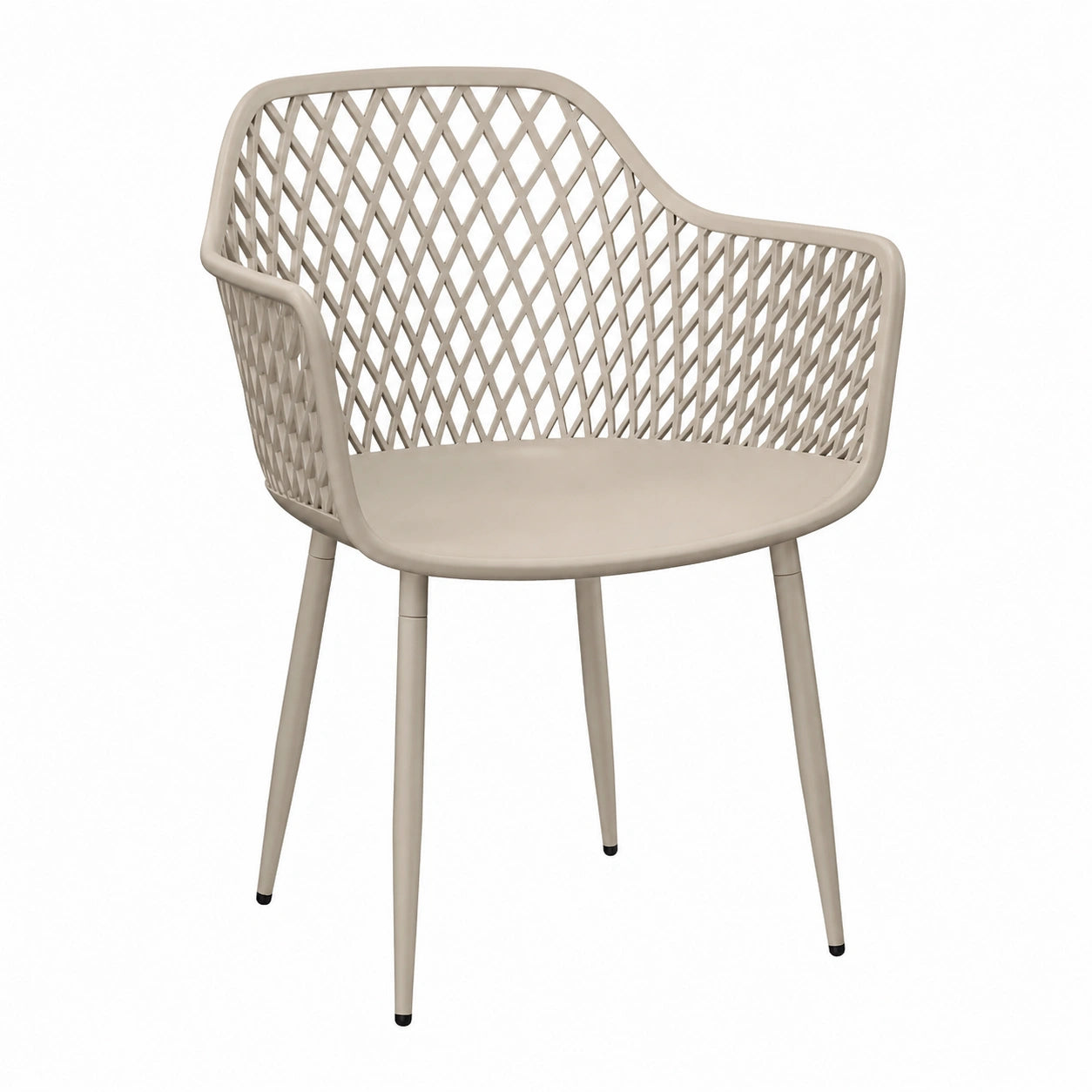 STEELSØN 4er Set wetterfeste Gartenstühle – UV-beständige Sessel für Balkon, Garten und Terrasse – Komfortable Kunststoff-Loungesessel in Taupe mit Armlehnen bis 120 kg