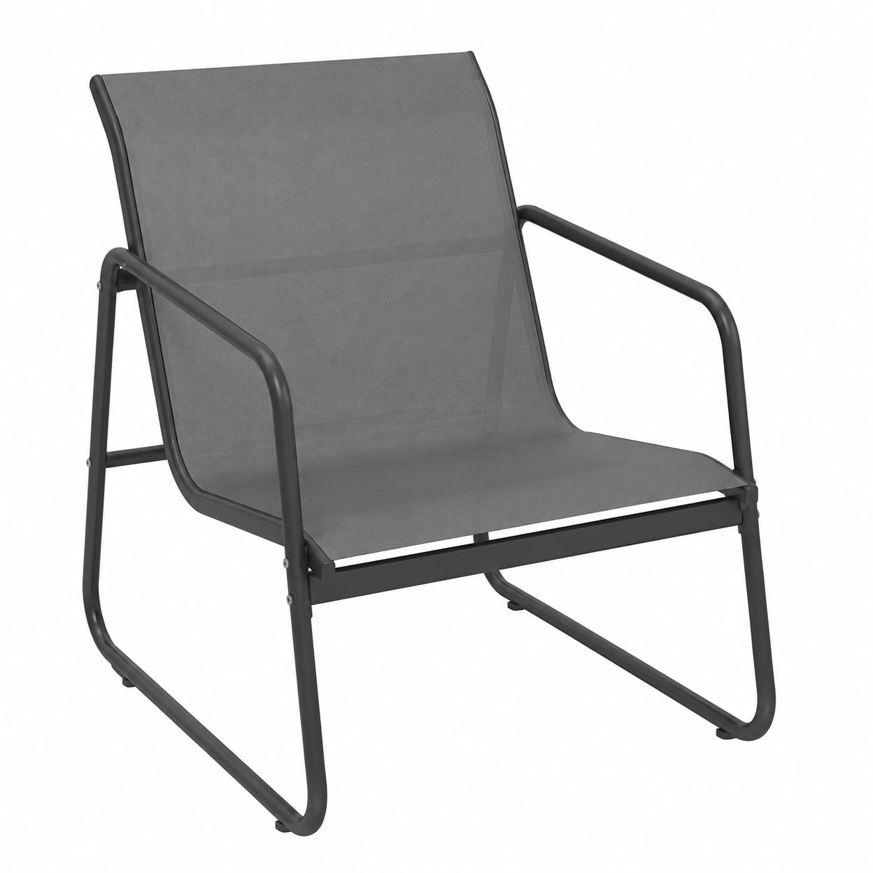 Pamapic 5-teiliges Gartenmöbel-Set für Balkon & Terrasse, Atmungsaktiver Textilene-Stoff, Inkl. Bistrotisch, Stühle & Hocker, Grau
