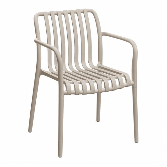 STEELSON Pincoya 6er Set Gartenstühle - Stapelbare Outdoor-Sessel in Taupe - Wetterfest und UV-beständig - Robuste Kunststoff-Gartensessel bis 120 kg - Entspannungsstuhl für Garten, Balkon, Terrasse