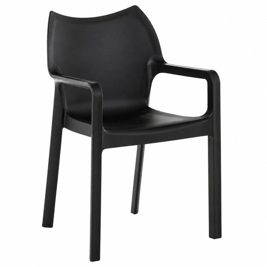 CLP Stapelbare Gartenstühle Set mit Armlehnen, Wetterfest und Modern für Terrasse und Balkon, Farbe: Schwarz