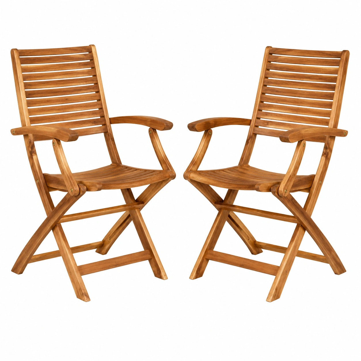 BUTLERS 2er Set Klappstühle mit Armlehnen - Akazienholz für Balkon und Garten