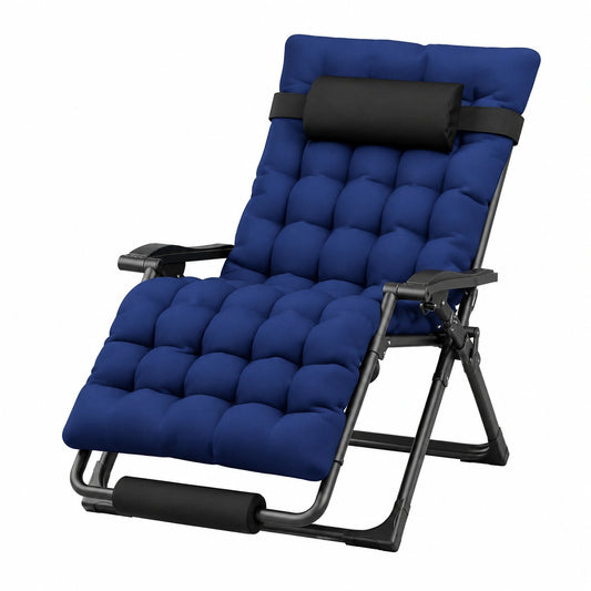 UDPATIO Verstellbare Klappbare Sonnenliege 2er Set mit Kissen und Getränkehalter, 78cm Extra Breit, Gartenstuhl in Navy