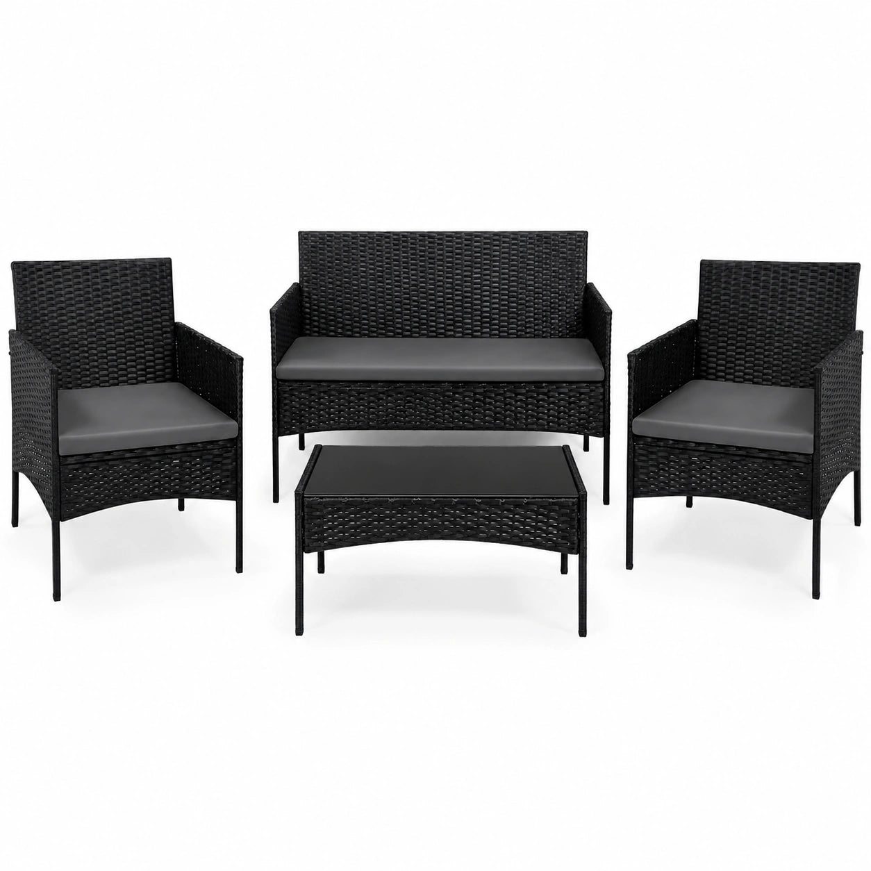 WOLTU 4-teiliges Loungeset: Sofa, Sessel & Tisch - Wetterfeste Gartenmöbel