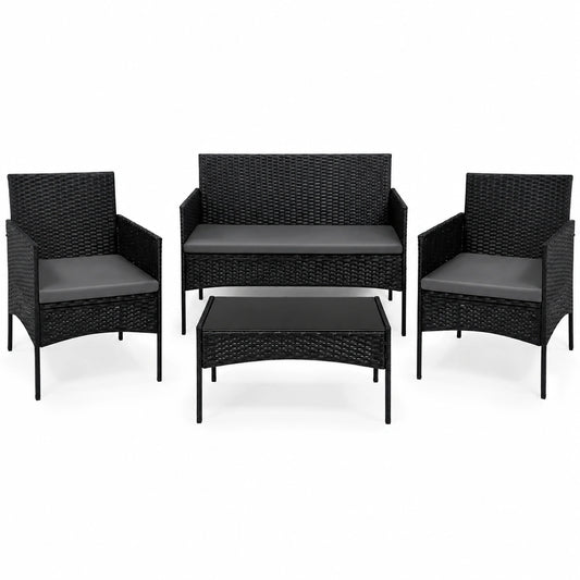 WOLTU 4-teiliges Loungeset: Sofa, Sessel & Tisch - Wetterfeste Gartenmöbel