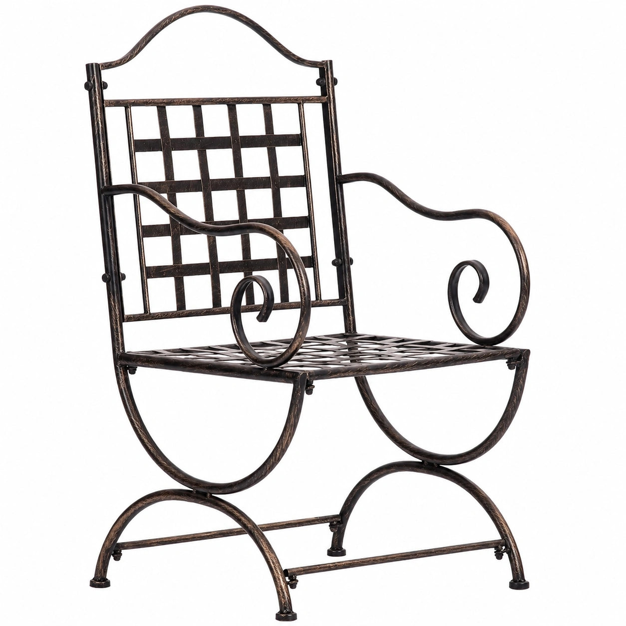 Antiker Metall-Gartenstuhl Lotta mit Armlehnen, Jugendstil, Bronze