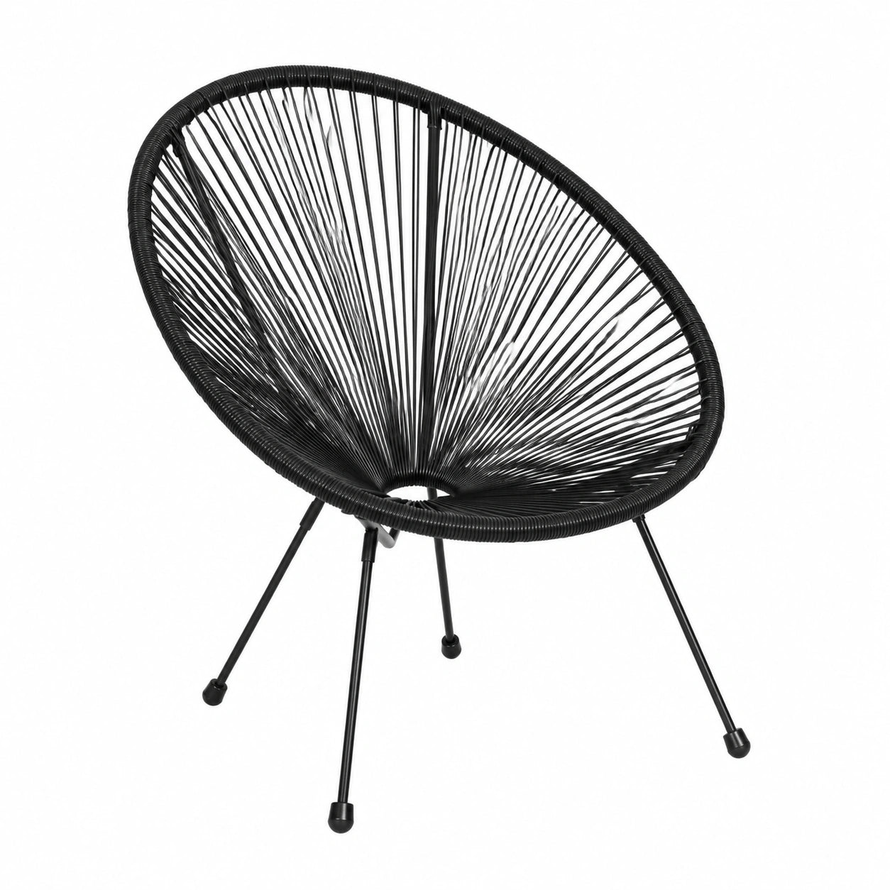 Retro Gartenstuhl Set Acapulco Design für Innen und Außen, Schwarz