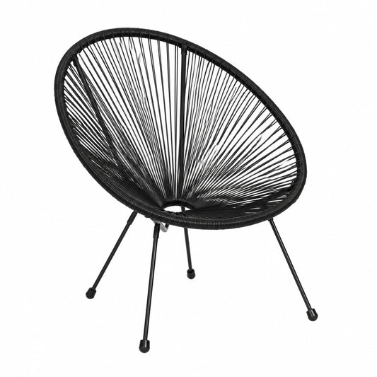 Retro Gartenstuhl Set Acapulco Design für Innen und Außen, Schwarz