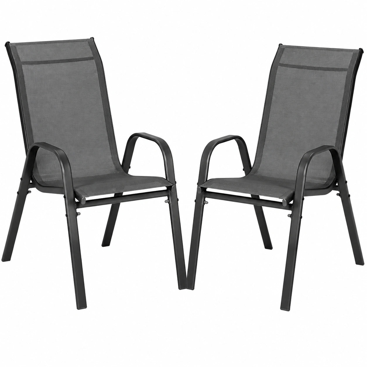 WOLTU 2er Set Gartenstühle, Ergonomisch, Wetterfest, Stapelbar, Grau