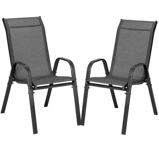WOLTU 2er Set Gartenstühle, Ergonomisch, Wetterfest, Stapelbar, Grau