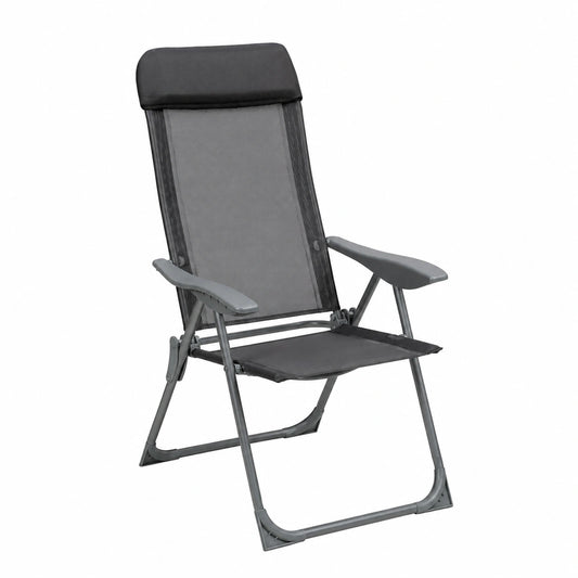 Hochwertige Aluminium Gartenstühle Set, Verstellbare Klappstühle mit Liegefunktion und Armlehnen, Terrassenmöbel für Camping – Anthrazit