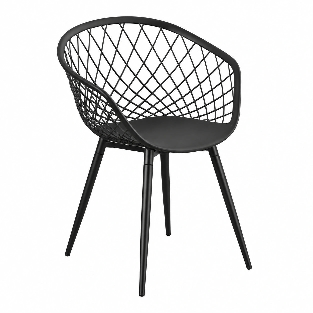 4er Set Wetterfeste Gartenstühle mit Armlehne, Schwarze Kunststoffsessel für Terrasse und Balkon