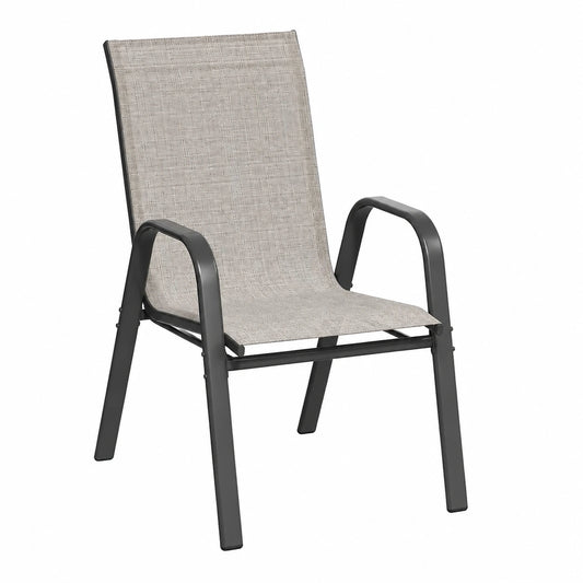 4er Set Stapelbare Outdoor Gartenstühle aus Metall, Wetterfest & Rostfrei, Textilene Terrassenstühle für Balkon und Garten (Braun)