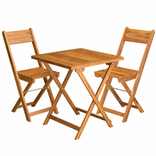 Casaria® 3-teiliges Balkonmöbel-Set aus Akazie, klappbar und wetterfest, für 2 Personen, bis 110kg belastbar, vormontiert, ideal für Garten und Terrasse