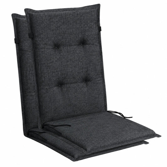 Relexo PREMIUM - Wetterfeste Hochlehner Auflagen für Gartenstühle, Komfort Stuhlkissen im 2er Set, Schwarz