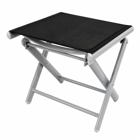 Nexos Leichter Klapphocker aus Aluminium für Camping und Garten, Schwarz mit Rahmen in Hellgrau, Sitzhöhe 40 cm