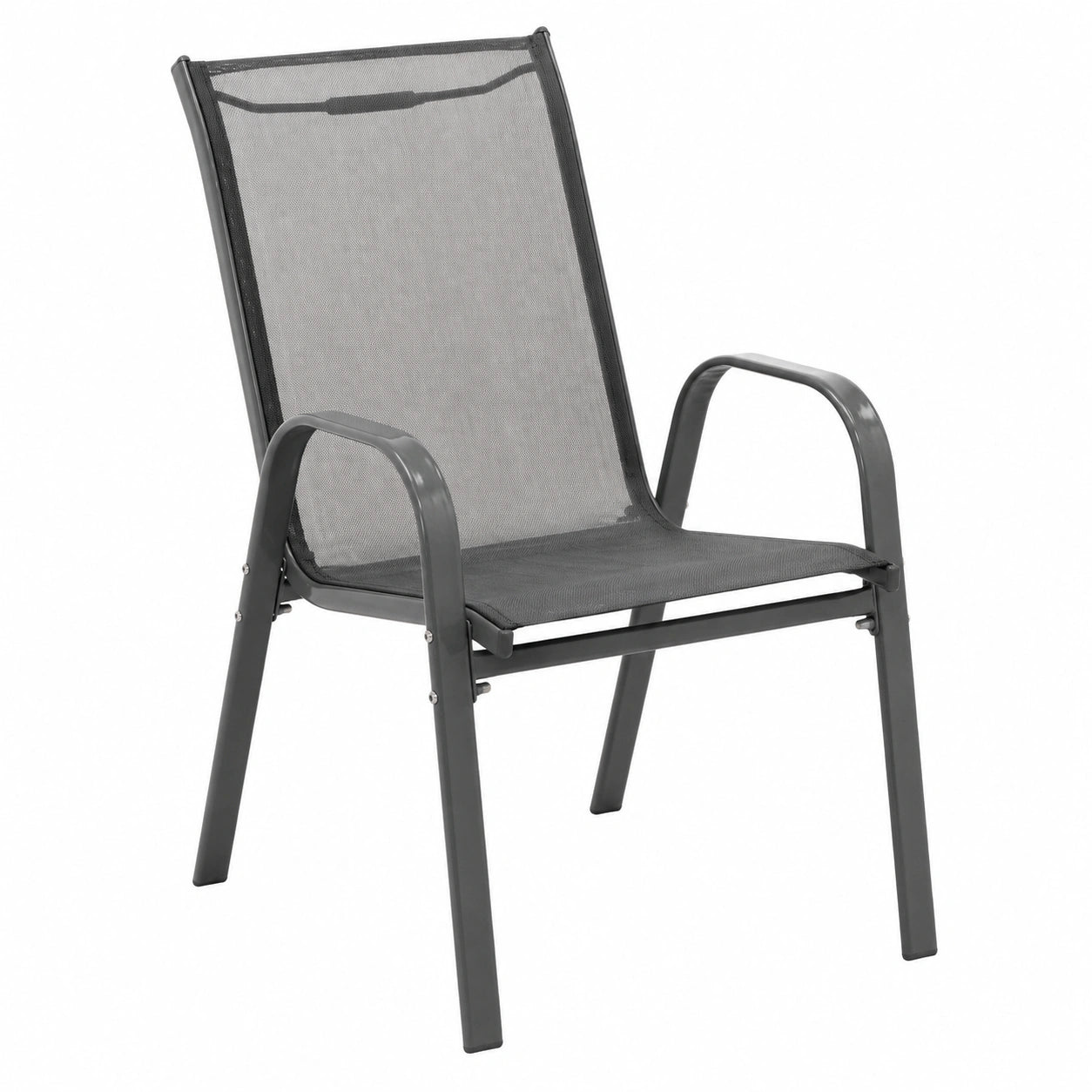 Nexos Gartenstuhl Set, stapelbar, Textilene und Stahl, Anthrazit-Schwarz