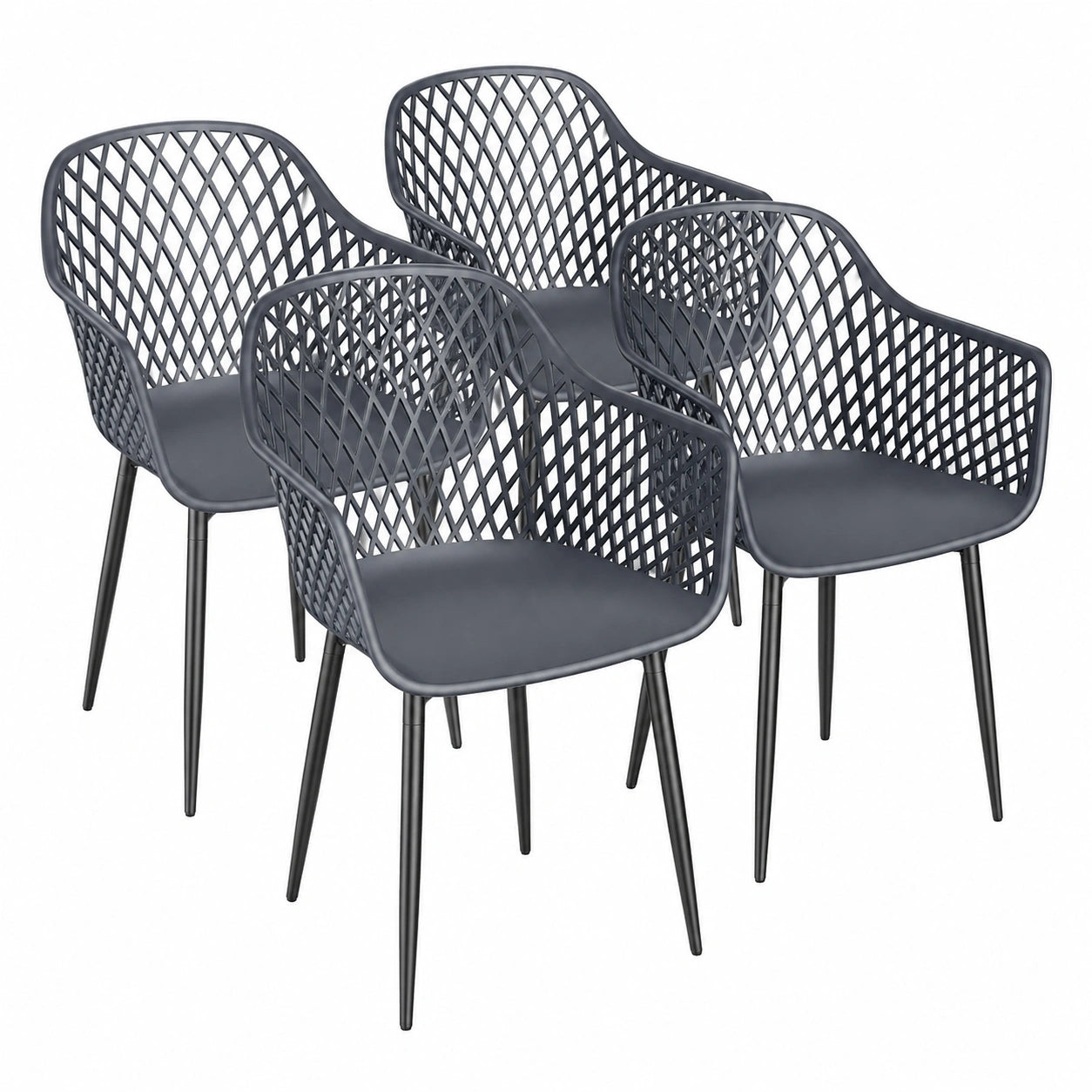 Wetterfeste Gartenstühle 4er Set mit Armlehne, UV-beständig für Terrasse & Balkon, bis 120kg belastbar