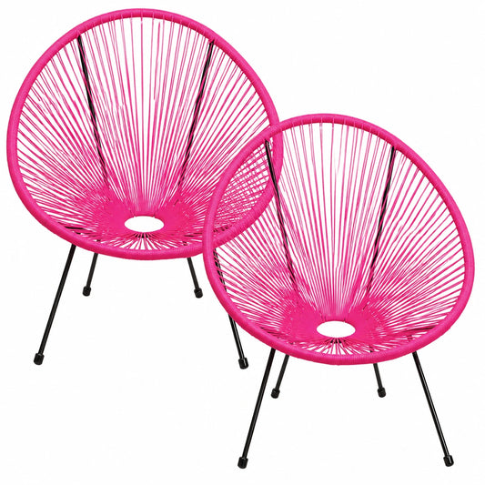 Kare Design Retro-Gartenmöbel Set Acapulco, 2-teilig, Pink, für drinnen und draußen, 2 Sessel, Balkon- und Terrassenmöbel, Stahlrahmen, 85x73x78 cm